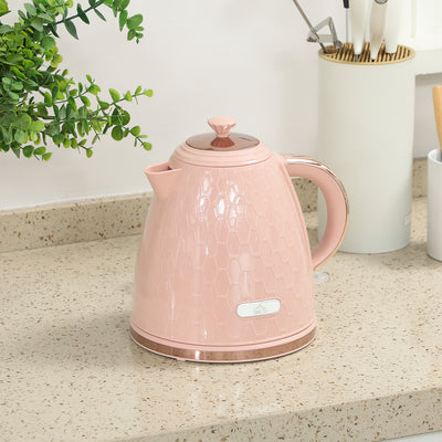 HOMCOM 3kW Rapid Boil Honeycomb Kettle - Light Pink 