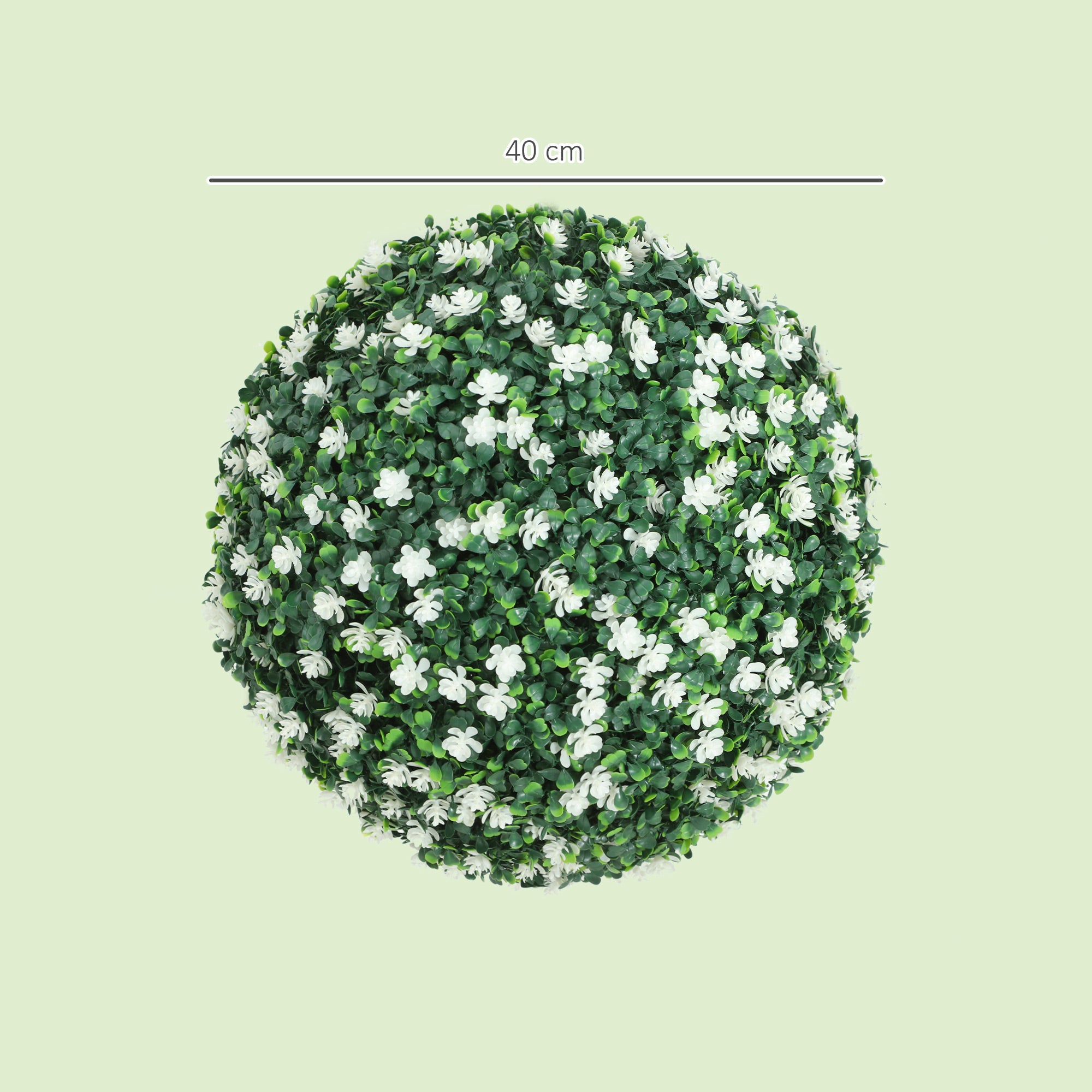 HOMCOM Set of Two Artificial Boxwood Balls Plants - White 
