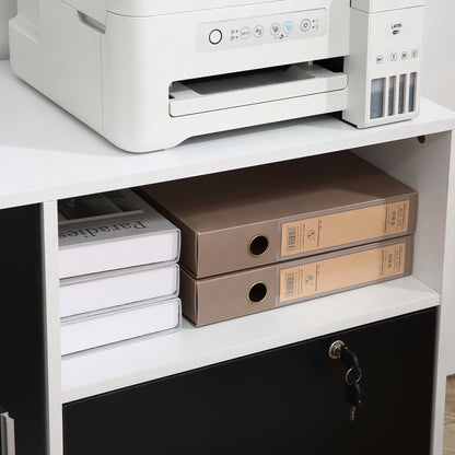 HOMCOM Multi-Compartment Office Storage Cabinet, with File Hangers - Black/White 