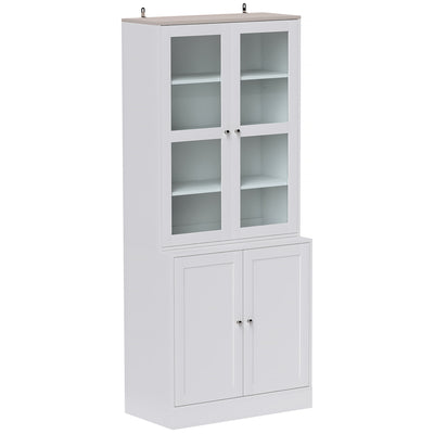 HOMCOM Double Storage Display Cabinet - White 