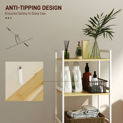 HOMCOM Three-Tier Bamboo Adjustable Shelf Storage Unit 