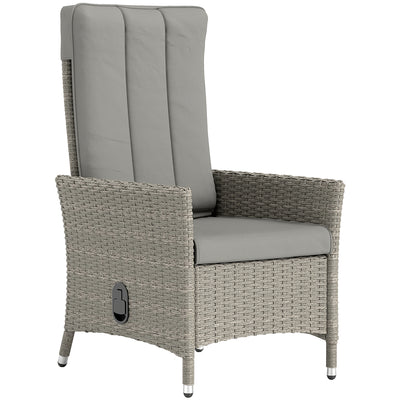 Outsunny 105°-150° Reclining Rattan Chair - Grey 