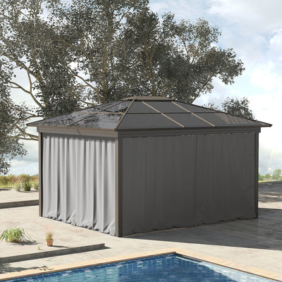 Outsunny Replacement Gazebo Curtains, 4-Panel Gazebo Side Panels Only, for 3 x 3 (M) Gazebos or Pergolas, Hooks/C-Rings Included, Light Grey 
