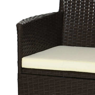 Outsunny 2 Pieces Outdoor PE Rattan Dining Chairs Set with Cushion, Garden Armchair with Armrests, High Backrest, Metal Frame Patio Wicker Furniture, Coffee 