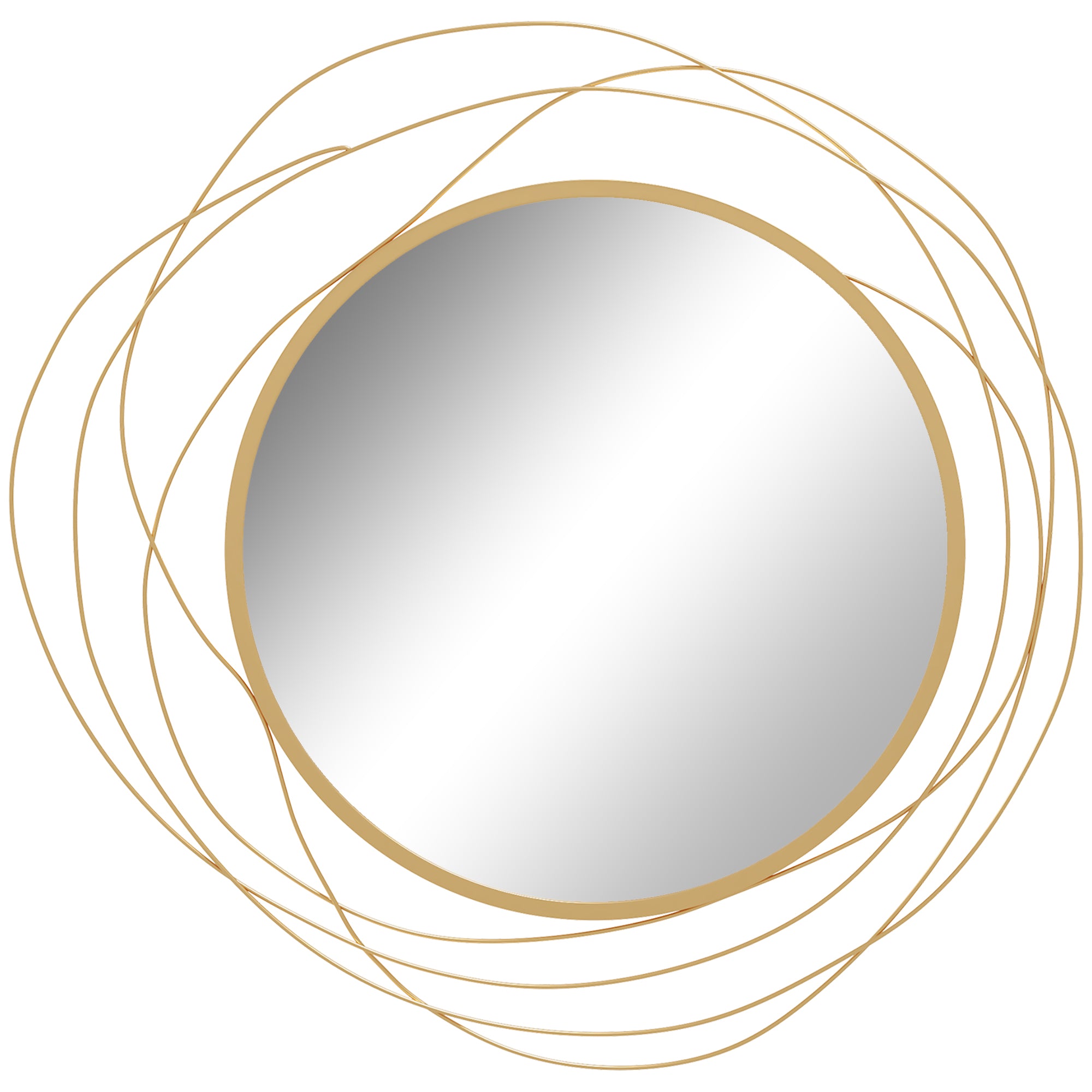 HOMCOM Abstract Metal Wire Wall Mirror, with Accessories - Gold Tone 