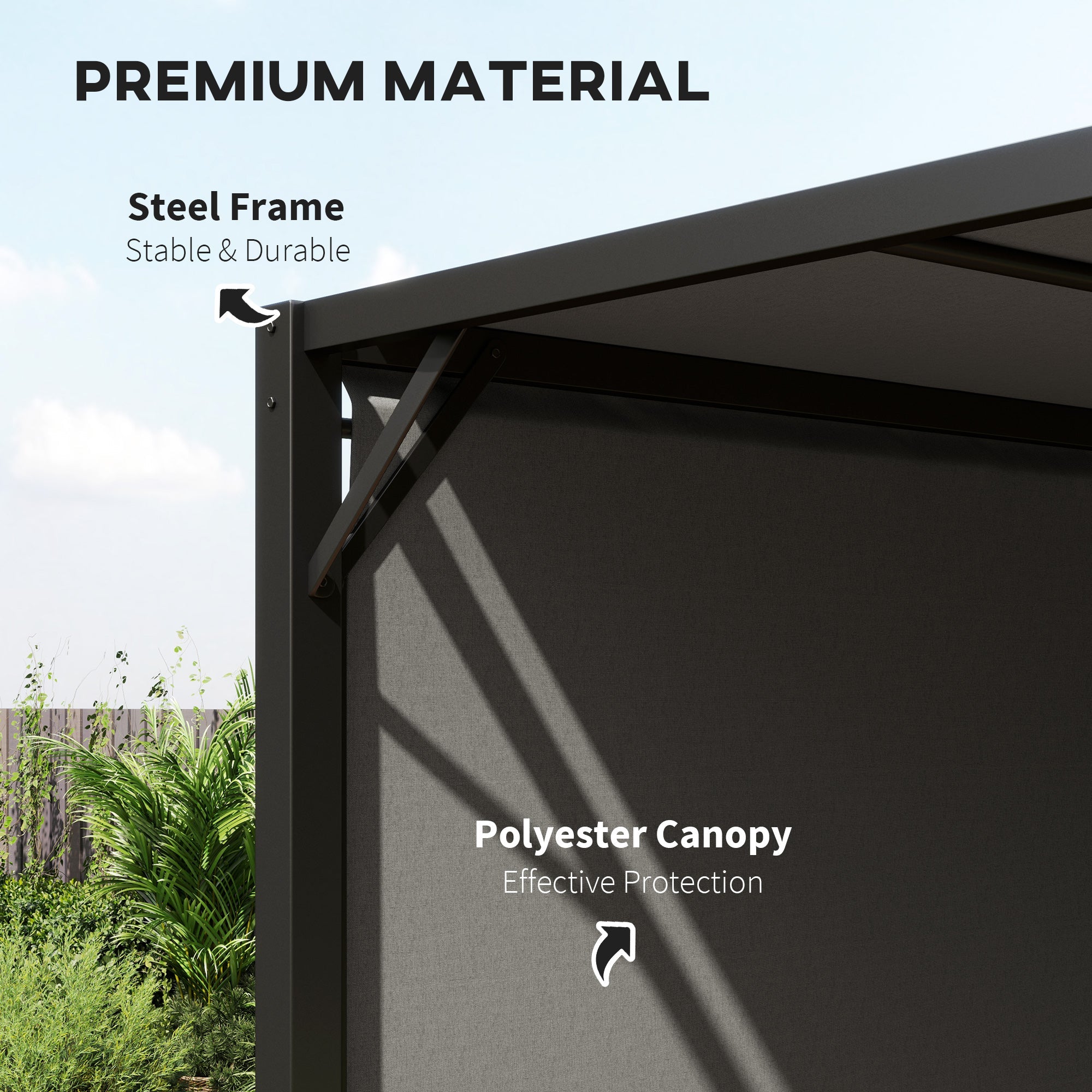Outsunny 3 X 3 Meters Pergola with Retractable Roof, Garden Gazebo with Adjustable Sun Shade Canopy and Steel Frame, Charcoal Grey 