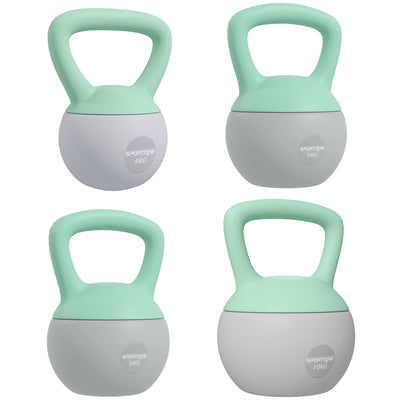 SPORTNOW 4kg/6kg/8kg/10kg Soft Kettlebell, Kettle Bell with Non-Slip Handle, for Home Gym, Strength Training, Cardio - Grey and Green 