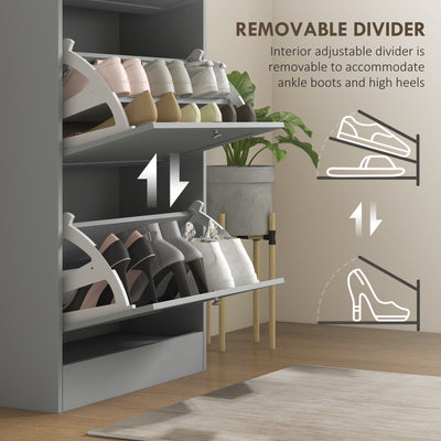 HOMCOM Modern Compact Three-Drawer Shoe Storage Cabinet - Grey 