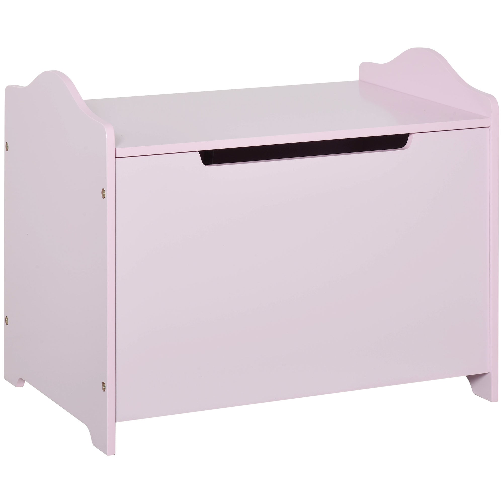 HOMCOM Wooden Kids Toy Box Children Storage Organizer Chest Safety Hinge Playroom Furniture Pink 