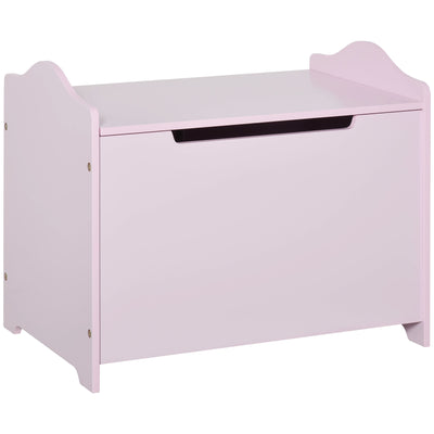 HOMCOM Wooden Kids Toy Box Children Storage Organizer Chest Safety Hinge Playroom Furniture Pink 
