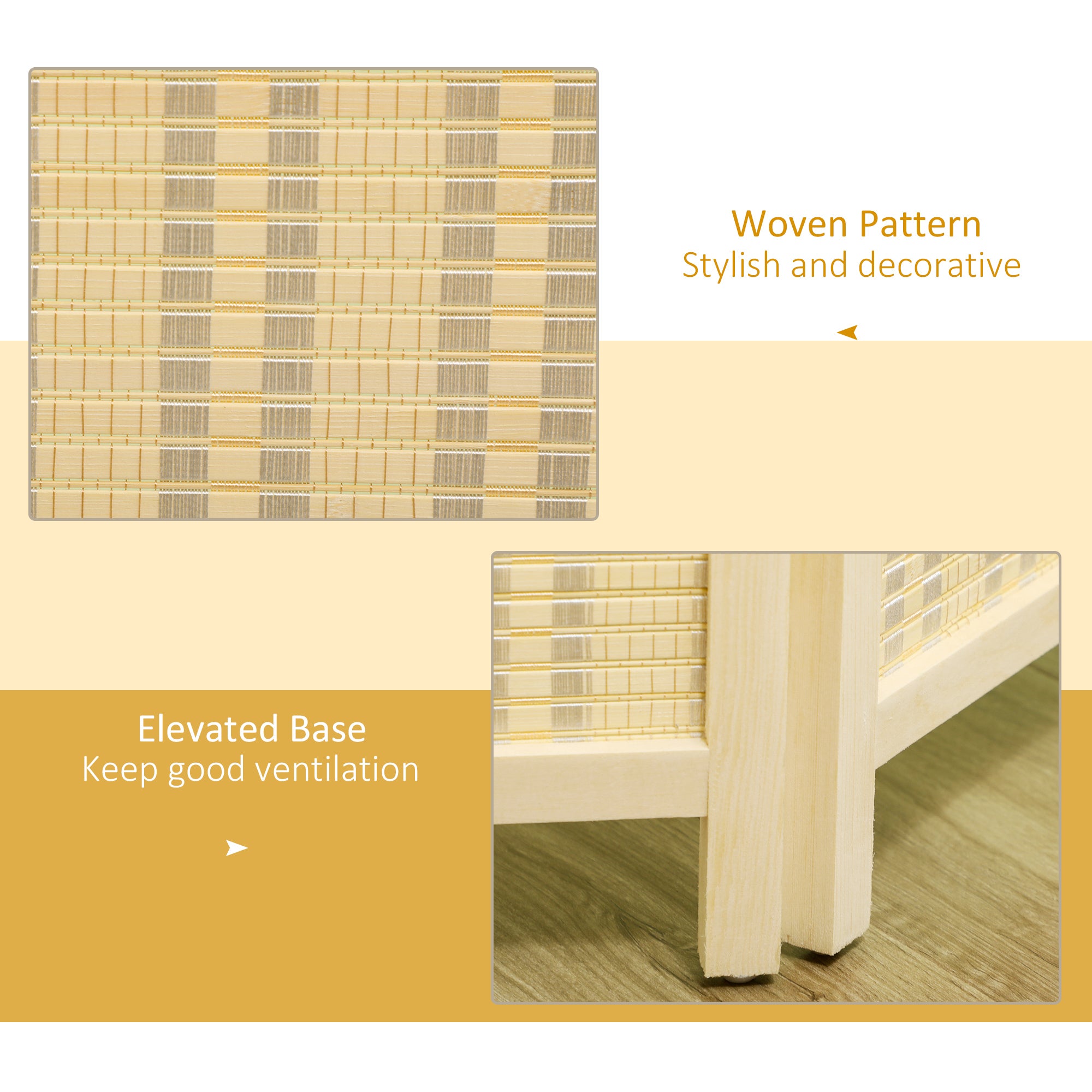HOMCOM 4 Panel Folding Room Divider Screen, Wall Panel Privacy Furniture, Freestanding Paravent Partition Separator for Living Room, Bedroom and Office, 180 x 180cm, Natural 