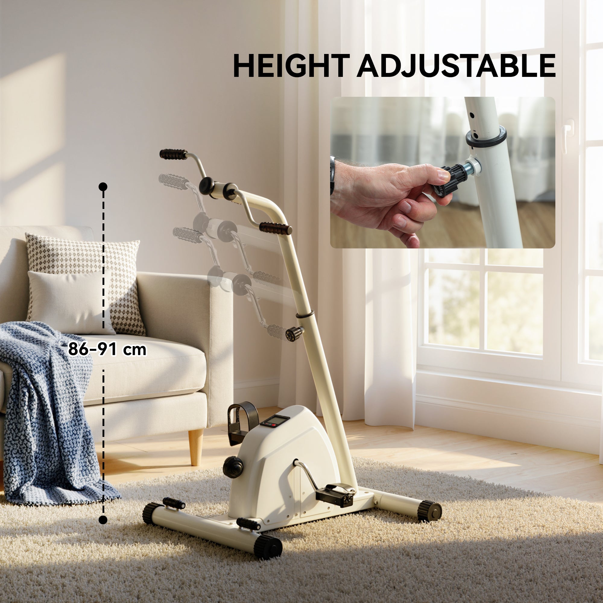 SPORTNOW Seated Pedal Exerciser with Dual Massage and Adjustable Height 