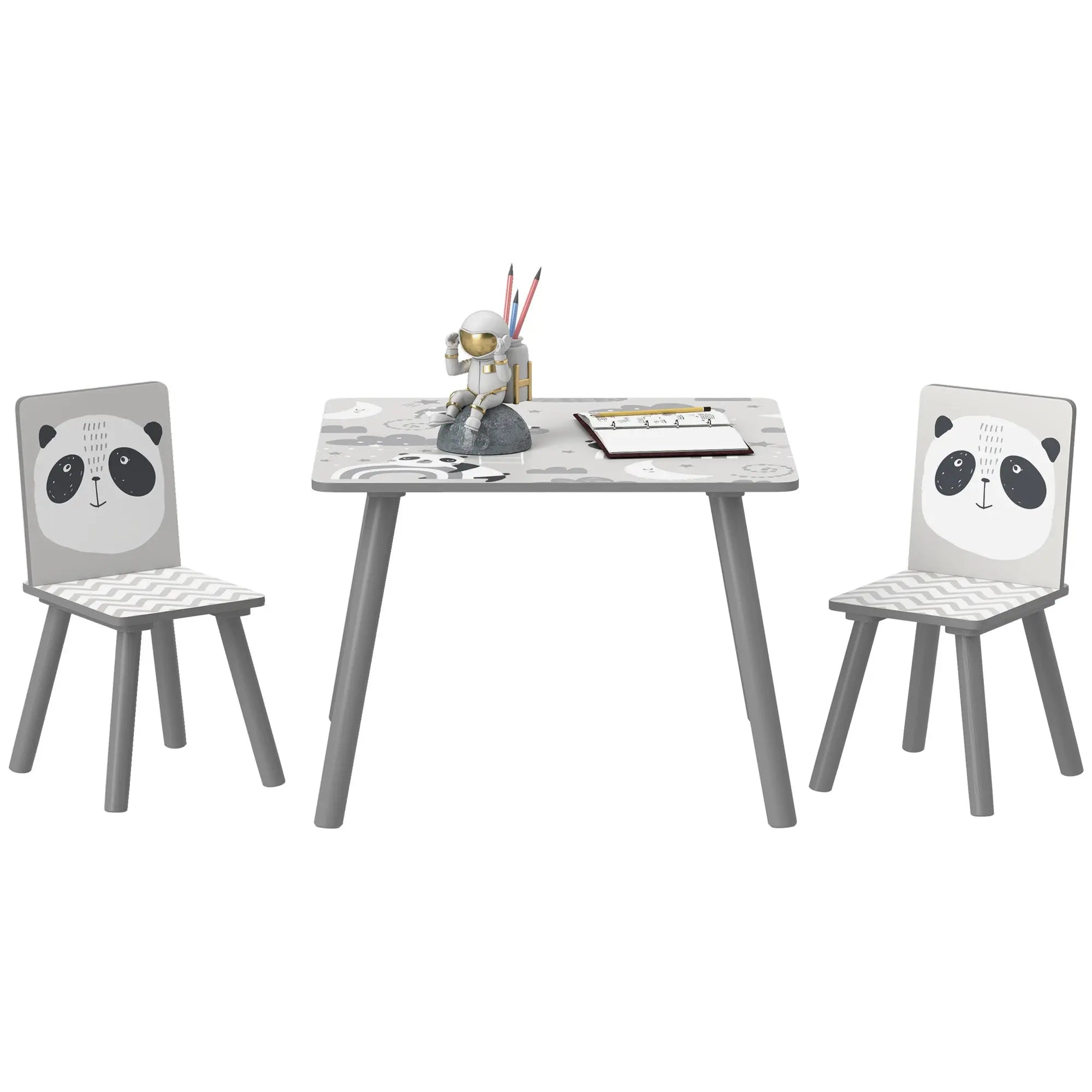 ZONEKIZ Kids Table and Chair Set, Toddler Table with 2 Chairs, Toddler Furniture Set, for Ages 3-8 Years - Grey 