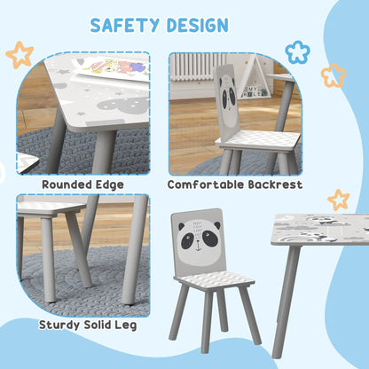 ZONEKIZ Kids Table and Chair Set, Toddler Table with 2 Chairs, Toddler Furniture Set, for Ages 3-8 Years - Grey 