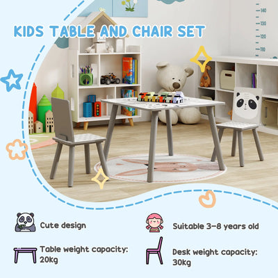 ZONEKIZ Kids Table and Chair Set, Toddler Table with 2 Chairs, Toddler Furniture Set, for Ages 3-8 Years - Grey 