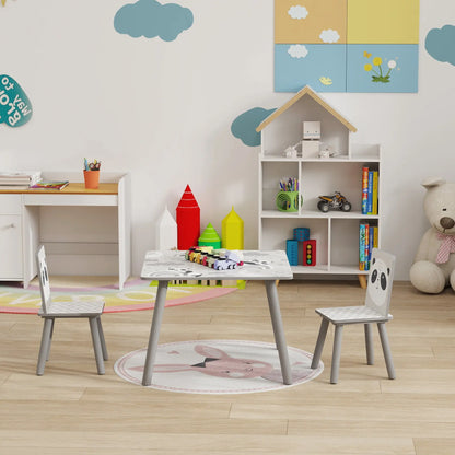 ZONEKIZ Kids Table and Chair Set, Toddler Table with 2 Chairs, Toddler Furniture Set, for Ages 3-8 Years - Grey 
