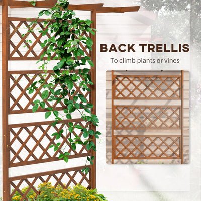 Outsunny Wooden Trellis Planter Box, Raised Garden Bed to Grow Vegetables, Herbs and Flowers, Orange 