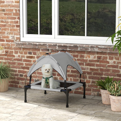 PawHut Cooling Raised Pet Bed w/ Washable Breathable Mesh, for Small Medium Dogs, 76 x 61 x 69.5cm - Light Grey 