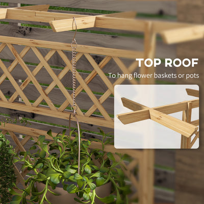 Outsunny Wooden Trellis Planter Box, Raised Garden Bed to Grow Vegetables, Herbs and Flowers, Natural Tone 