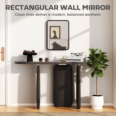 HOMCOM Rectangular Wall Mirror with HD Glass - Black 