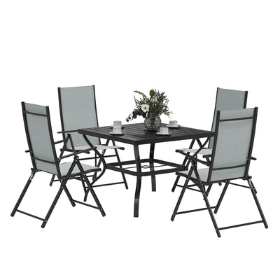 Outsunny Five-Piece Steel Frame Patio Set - Grey/Black 