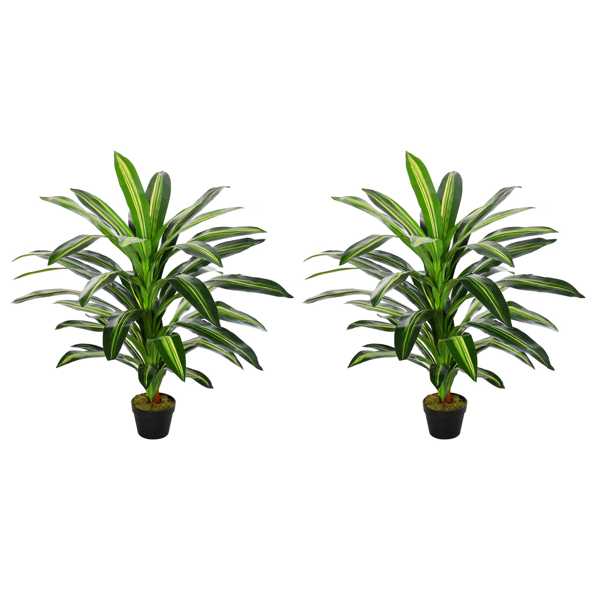 Outsunny Set of Two Artificial Dracaena Plants 