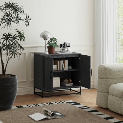 HOMCOM Modern Sideboard, Freestanding Sideboard Storage Cabinet with Adjustable Shelf and 2 Doors for Living Room, Black 