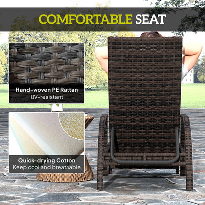 Outsunny PE Rattan Sun Lounger with Adjustable Backrest - Mixed-brown