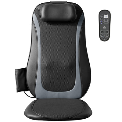 HOMCOM Back Massager with Heat, Deep Tissue Kneading Massage Chair with 3-Level Seat Vibration, Massage Chair Pad for Back Pain