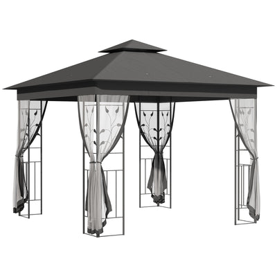 Outsunny 3 x 3(m) Steel Frame Double Roof Garden Gazebo - Grey 