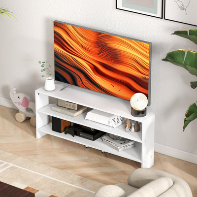 HOMCOM Corner TV Stand with 2 Open Shelves for 47 Inch TV - White 