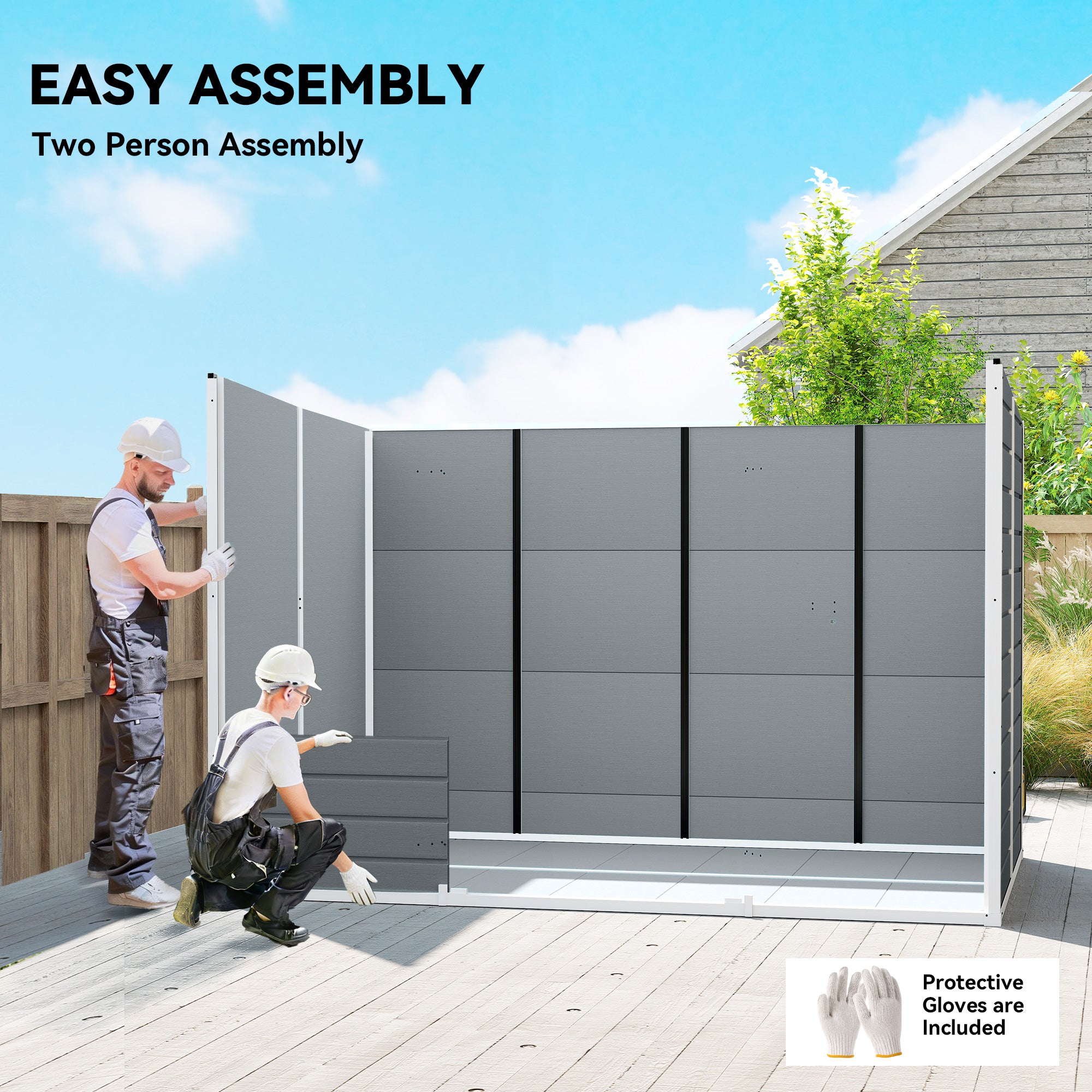 Outsunny 10 x 6 ft Resin Garden Shed, Outdoor Storage Shed with Floor, Windows, Lockable Doors and Vents, Grey 
