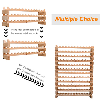 HOMCOM Six-Tier, 72 Bottle Wooden Wine Rack - Natural 