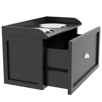 PawHut Stainless Steel Raised Dog Bowls, with 21L Storage Drawer for Large Dogs and Cats - Black 