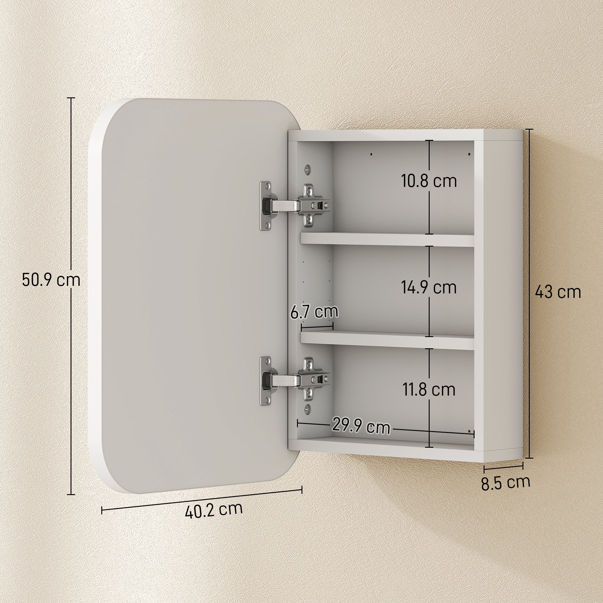 HOMCOM Bathroom Medicine Cabinet with Mirror, Bathroom Wall Cabinet with Adjustable Shelves, Soft Close Hinges, White 