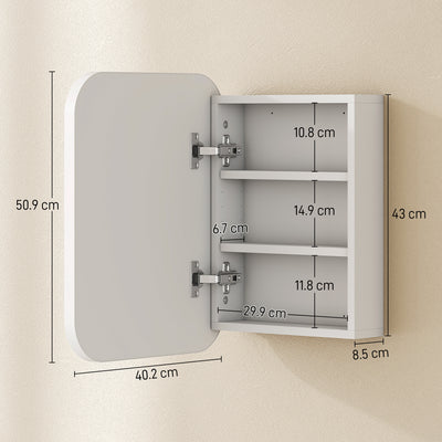 HOMCOM Bathroom Medicine Cabinet with Mirror, Bathroom Wall Cabinet with Adjustable Shelves, Soft Close Hinges, White 