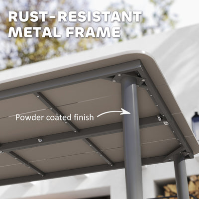 Outsunny Garden Table, Outdoor Dining Table for 6 People, 160 x 90 x 74 cm, with Rust Resistant Metal Frame, WPC Top, for Balcony, Terrace, Light Grey 