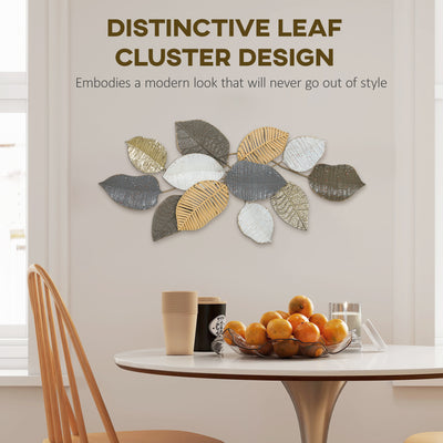 HOMCOM Metal Wall Art, Modern Hanging Wall Decor with Unique Leaf Design for Living Room Bedroom Entryway 