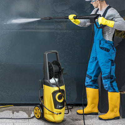 DURHAND 1800W High\'c2\'a0Pressure\'c2\'a0Washer, 150 Bar Pressure, 510 L/h Flow, High-Performance Portable Power Washer Jet Wash Cleaner with 6M Hose and Hose Reel for Garden, Car, Furniture, Yellow 