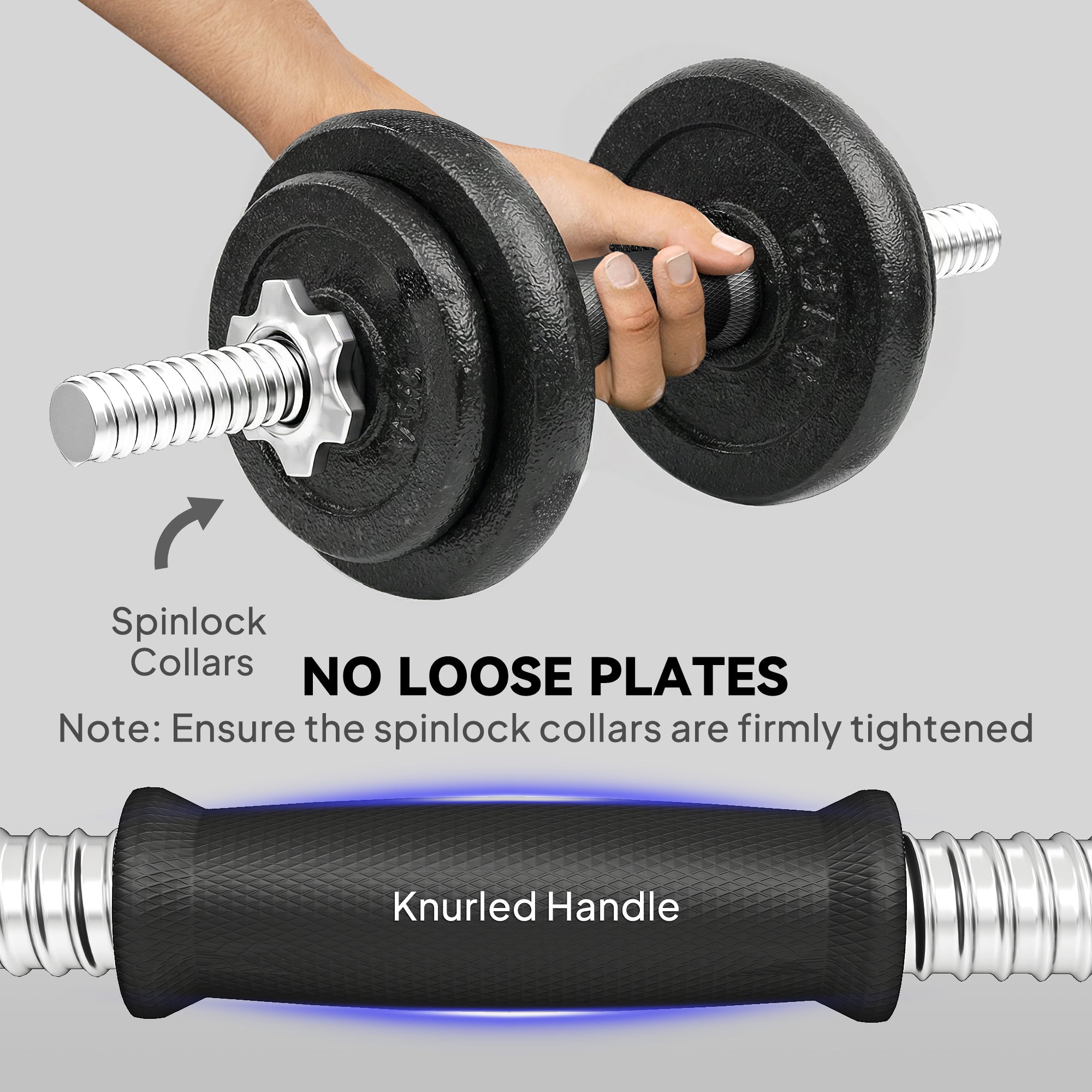 SPORTNOW 2-in-1 Adjustable Dumbbells Set, 20kg Cast Iron Weights Dumbbells Set with Non-Slip Grip for Strength Training, Weight Lifting, Bodybuilding, Home Gym Workout Equipment for Men & Women 