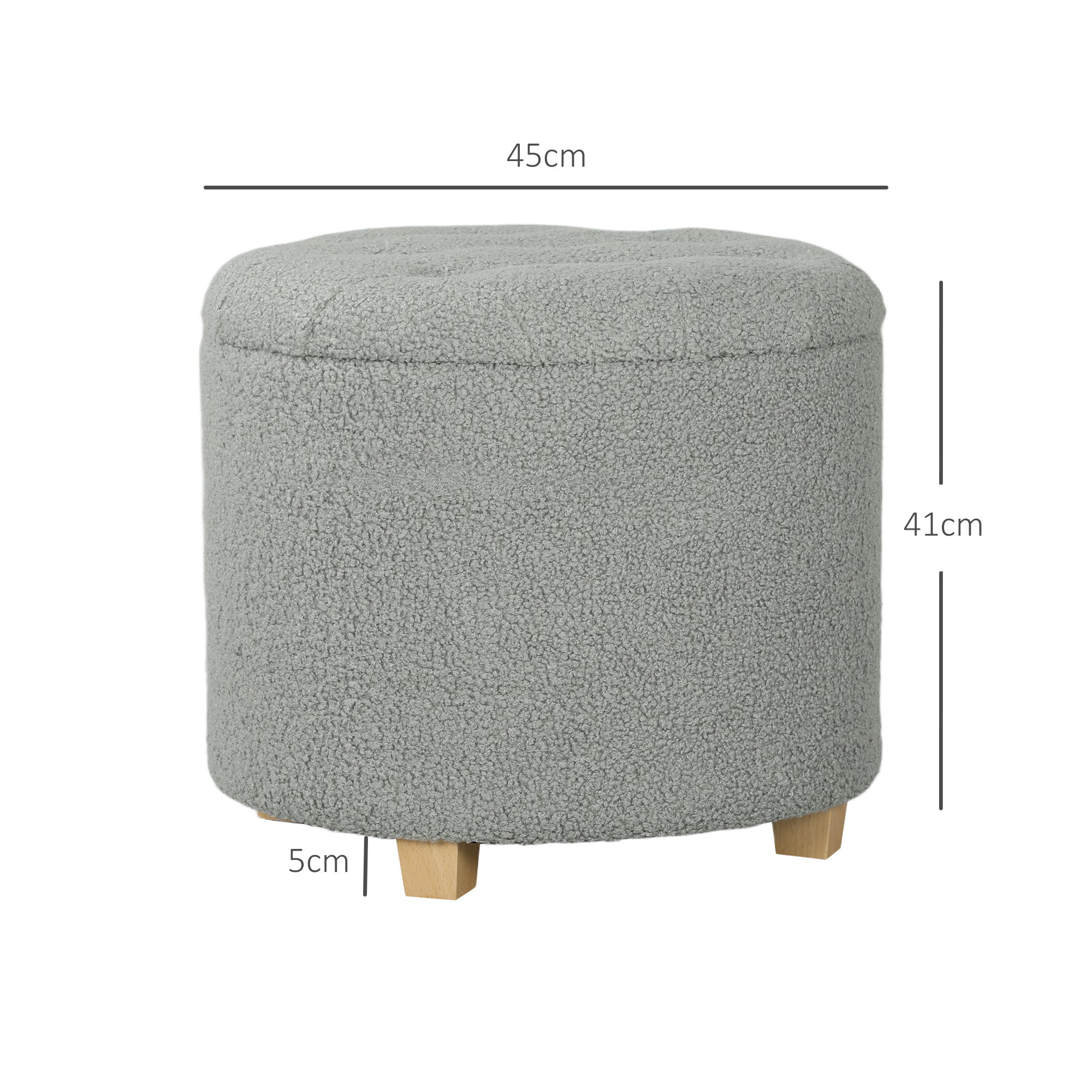 HOMCOM 31.8L Teddy Fleece Storage Ottoman - Grey
