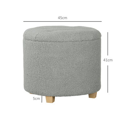 HOMCOM 31.8L Teddy Fleece Storage Ottoman - Grey 