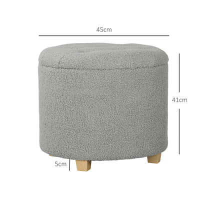 HOMCOM 31.8L Teddy Fleece Storage Ottoman - Grey