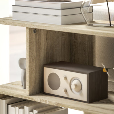 HOMCOM S-Shaped Side Table - Natural Wood Finish 