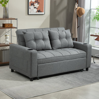 HOMCOM Two-Seater Pull-Out Sofa Bed - Charcoal Grey 