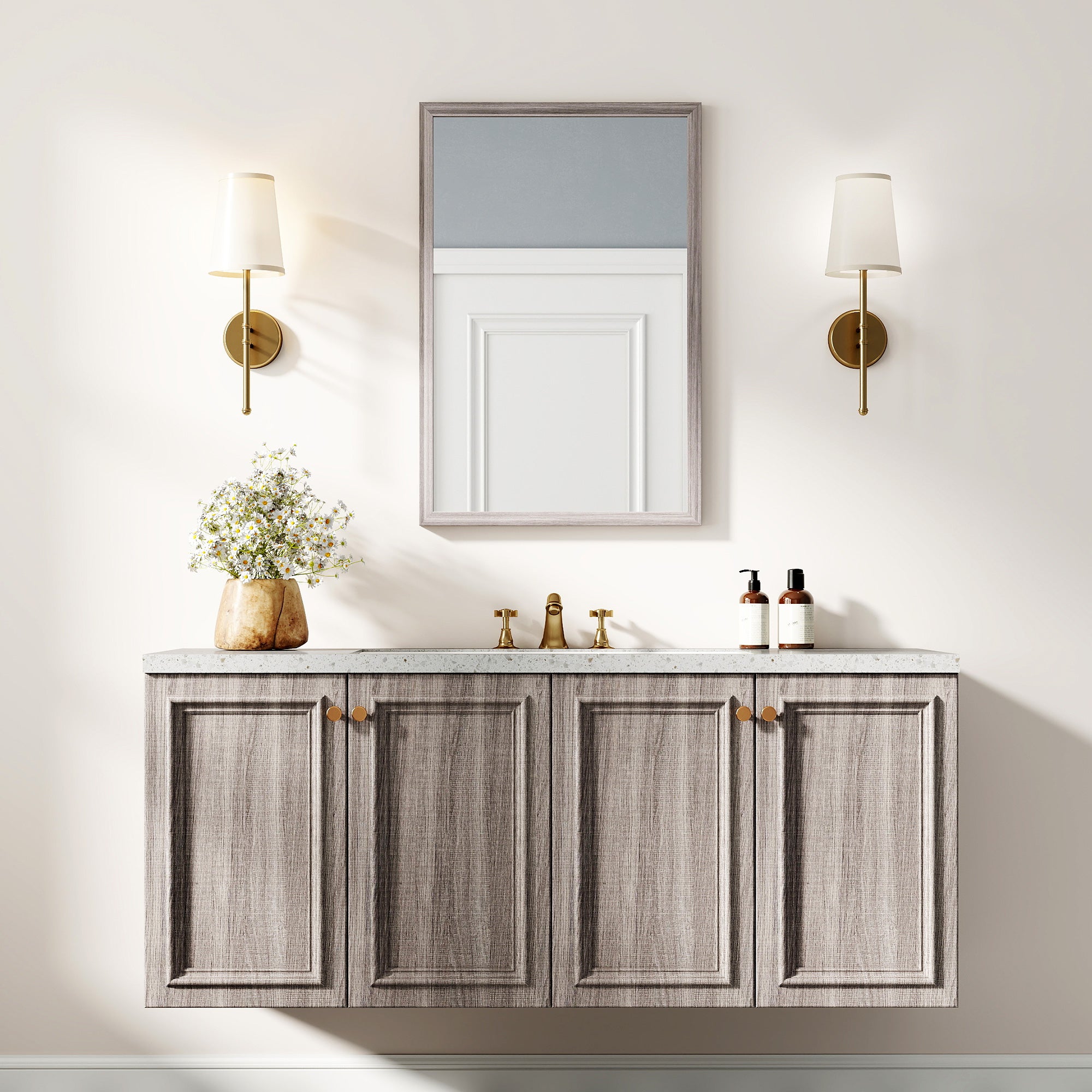 HOMCOM Wall Bathroom Mirror, 40 x 60 cm Wall-Mounted Mirror for Living Room, Bedroom, Hallway, Grey 