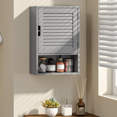 HOMCOM Bathroom Cabinet, Wall Mounted Storage Cabinet with Adjustable Shelves, 40 x 20 x 60 cm, Grey 
