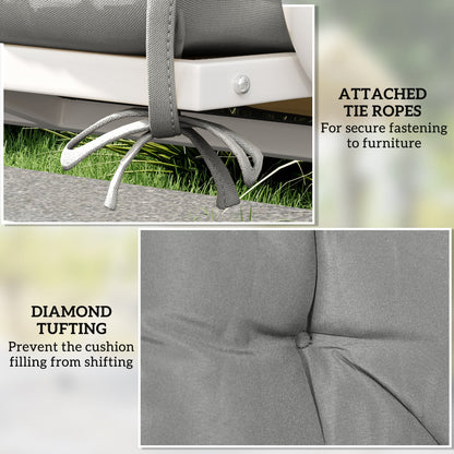 Outsunny 2 Seater Bench Pad, Garden Chair Cushion with Back and Ties for Indoor and Outdoor Use, 98 x 100 cm, Light Grey 