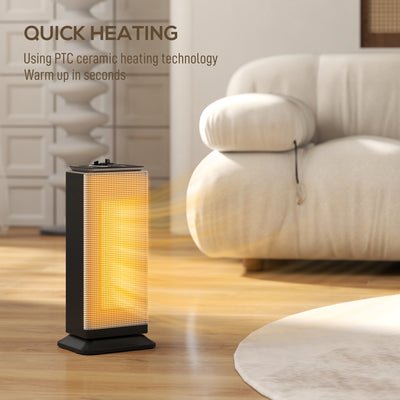 HOMCOM 2000W Ceramic Electric Heater with Fan, Oscillation - Black 