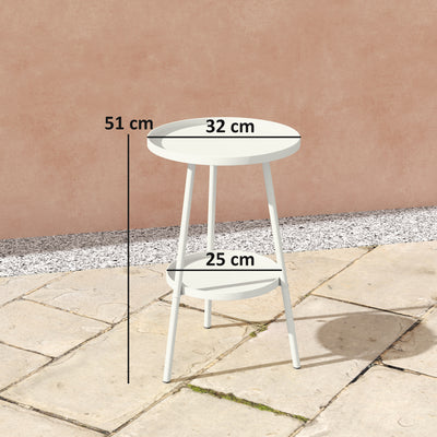 Outsunny Two-Tier Metal Garden Table - White 